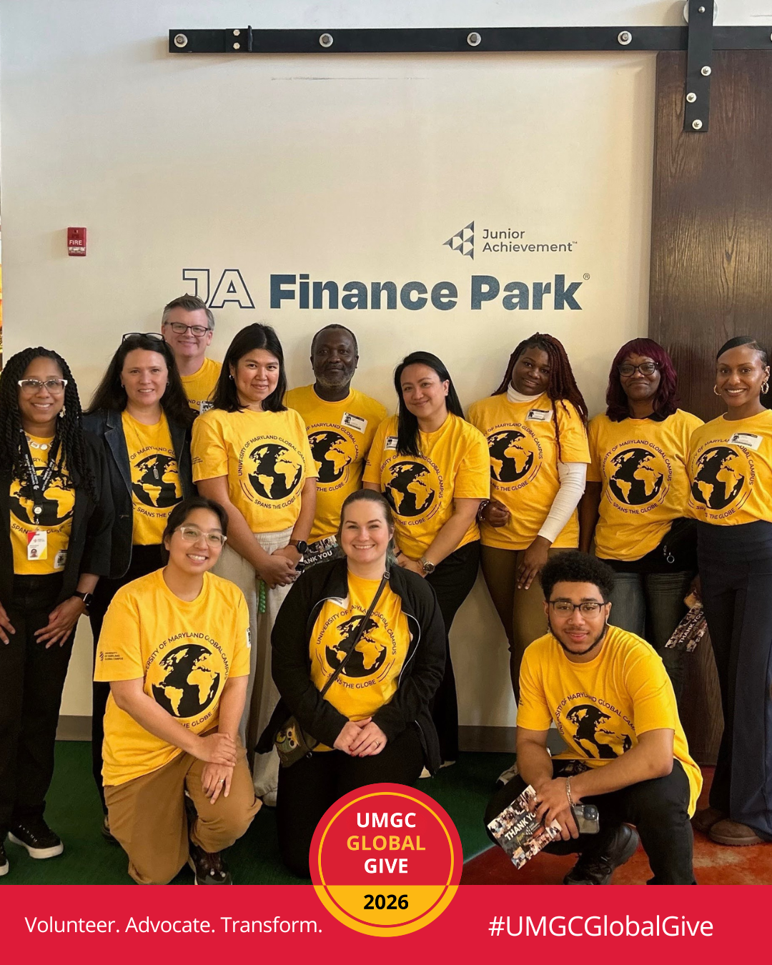 Photo collection of UMGC graduates and students at volunteer events