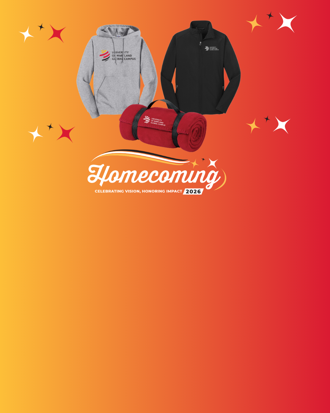 UMGC Homecoming 2026 Logo with stars and gear