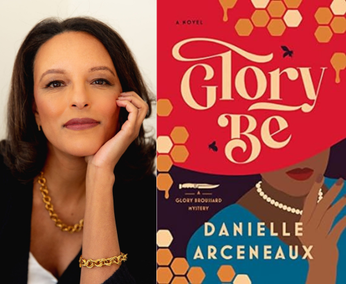 Danielle Arcenaux and the cover of her novel, Glory Be: A Glory Broussard Mystery